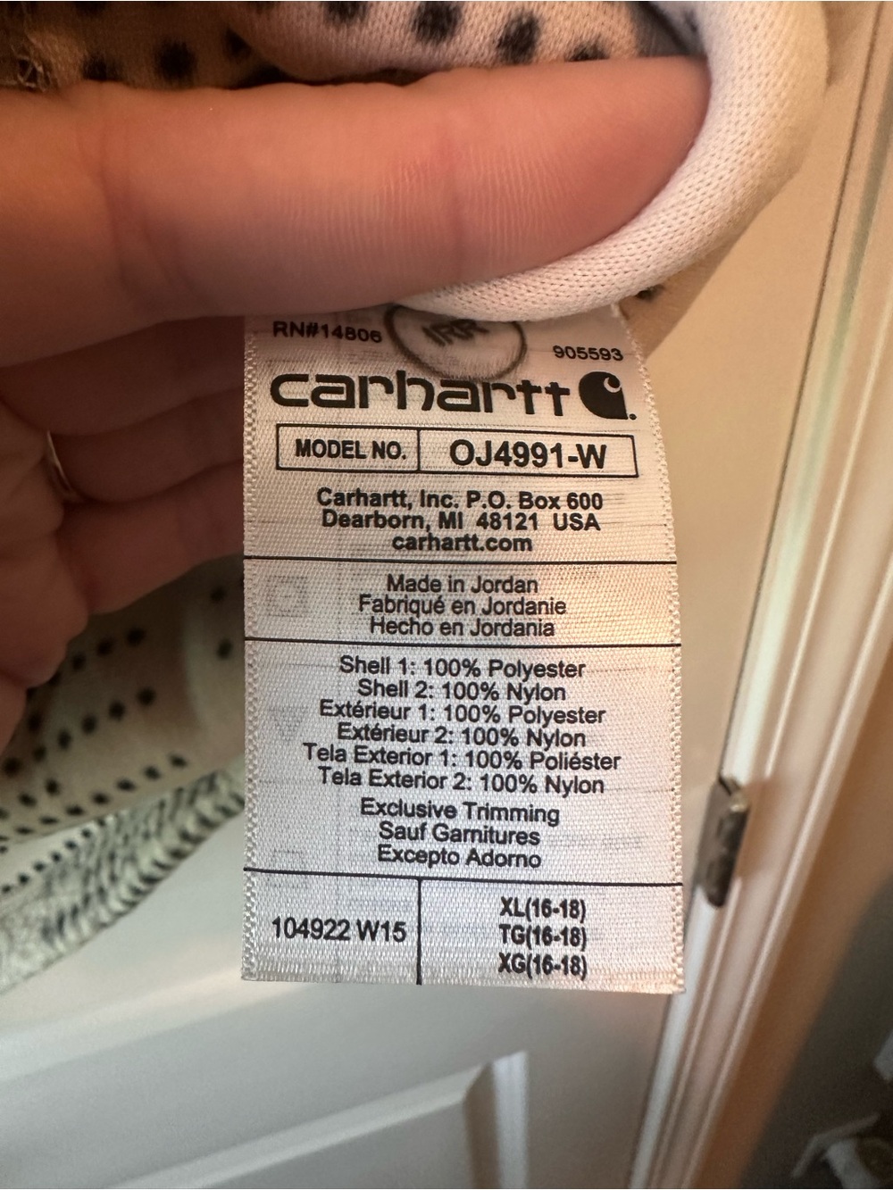 Carhartt Cream and Gray Patterned Fleece Zip Pullover Jacket - Picture 6 of 6